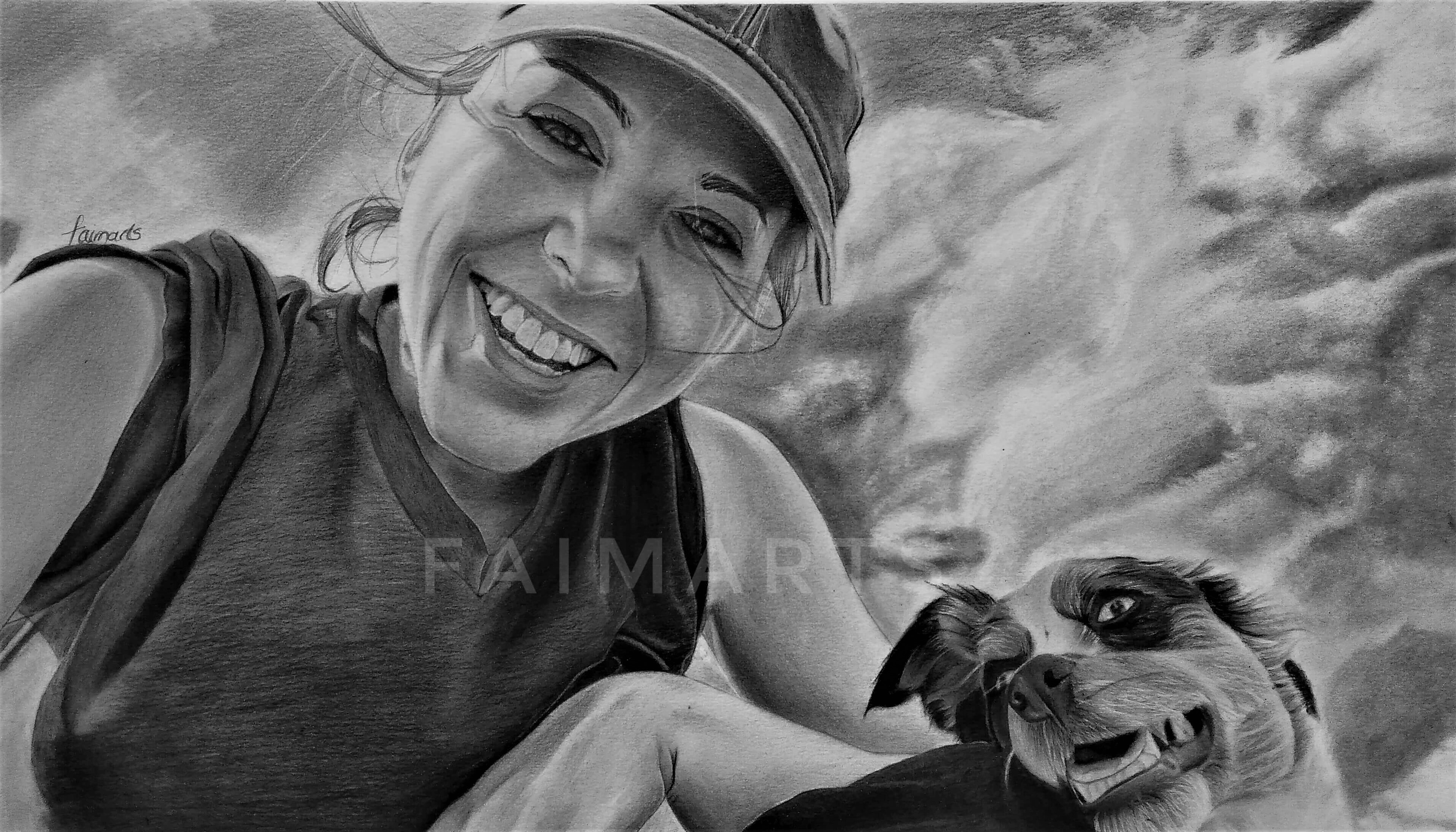 A commissioned graphite drawing